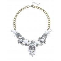 Anastasia Ivory Floral Crystal Bib Necklace